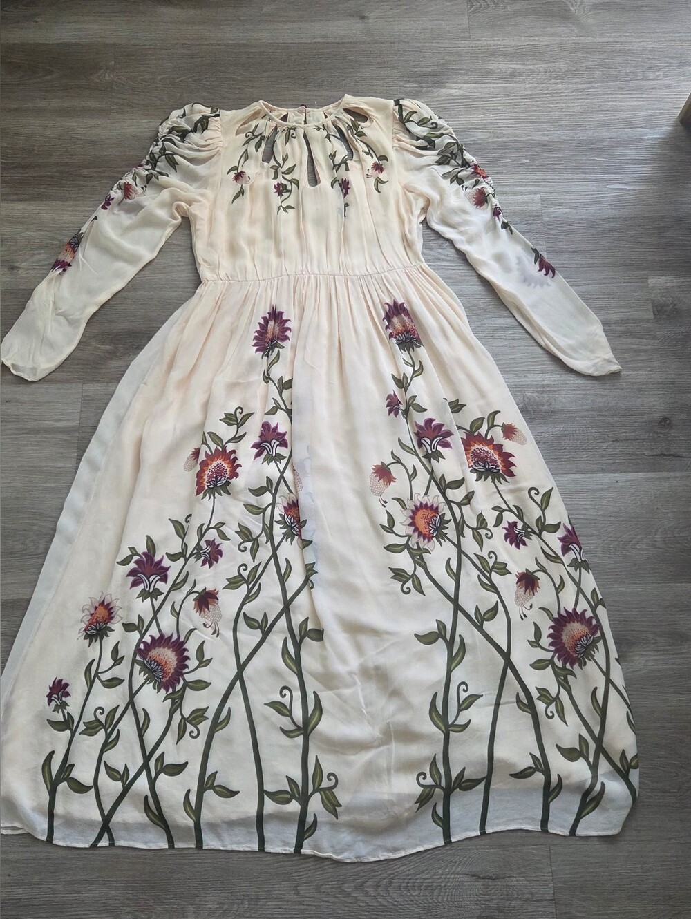 FARM Rio Cream Maxi Dress with Multicolor Floral Embroidery - Picture 2 of 8